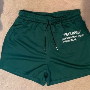 New shorts, size Small, fits like XS.  95% polyester 5% Elastane